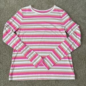 Striped Long Sleeve Shirt - Pink, Tan, White